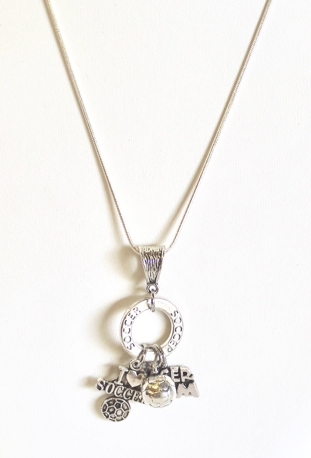 Soccer Mom Charm Pendant on Silver Chain, Soccer Gift, Soccer Jewelry, Gift For Her, Soccer Mama, Girlfriend Gift, Soccer Team Mom