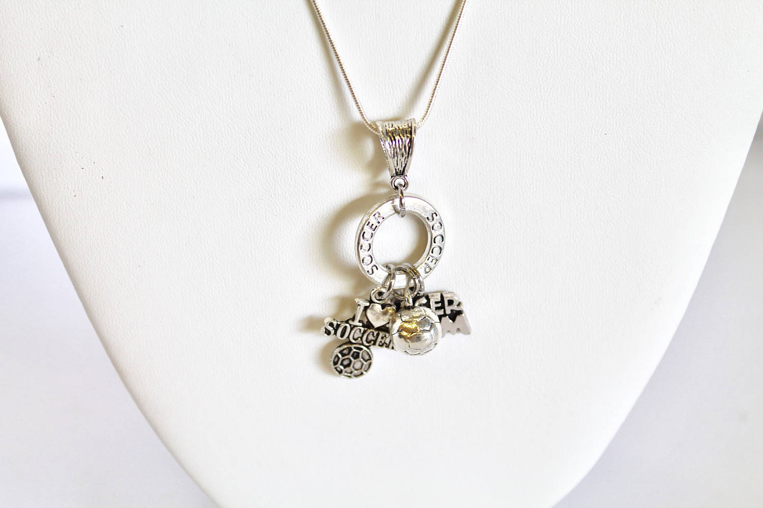 Soccer Mom Charm Pendant on Silver Chain, Soccer Gift, Soccer Jewelry, Gift For Her, Soccer Mama, Girlfriend Gift, Soccer Team Mom