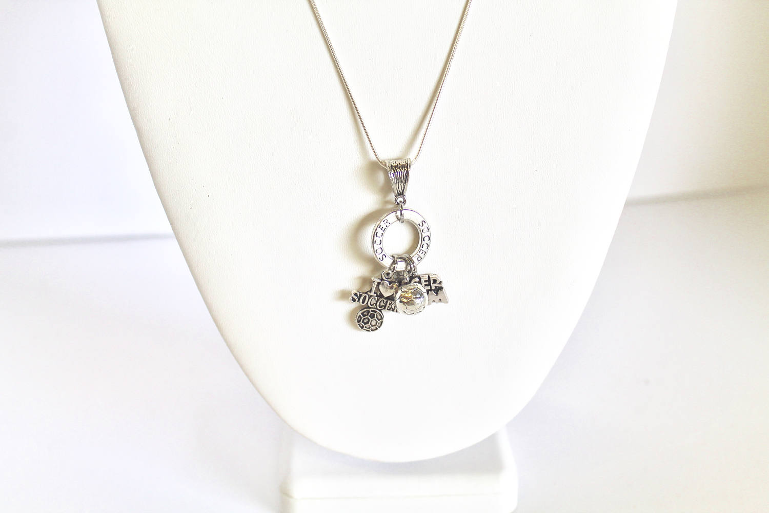 Soccer Mom Charm Pendant on Silver Chain, Soccer Gift, Soccer Jewelry, Gift For Her, Soccer Mama, Girlfriend Gift, Soccer Team Mom